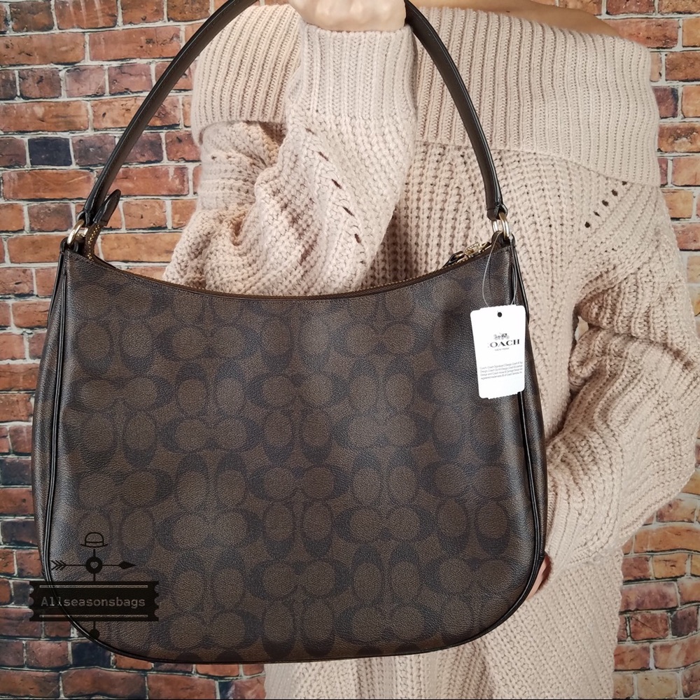 Coach signature zip leather brown shoulder bag NWT - Picture 4 of 6